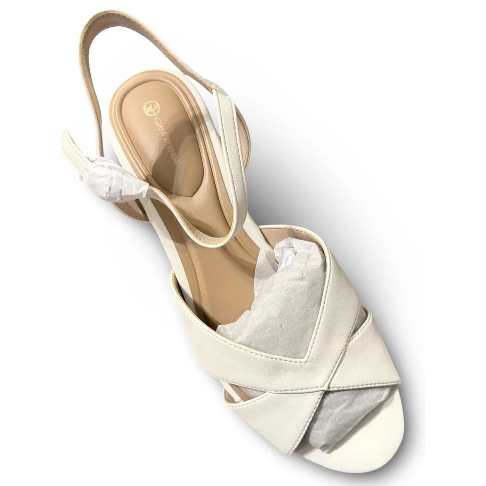 Giani Bernini Jayleen White Linen Platform Wedge Sandals Womens Sz 7.5M NEW - Picture 12 of 12